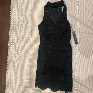 Black Lace Halter Dress